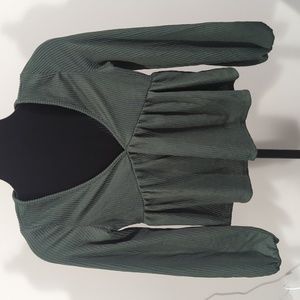 Deep V Olive Blouse